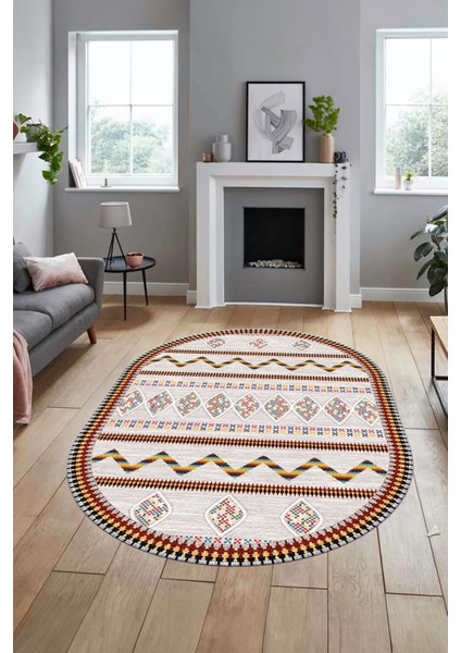 Dijital Kaymaz Yıkanabilir Iskandinav Desen Oval Mutfak Yolluk Salon Halısı, O-Iskandinav-27-Renkli, indirimleri