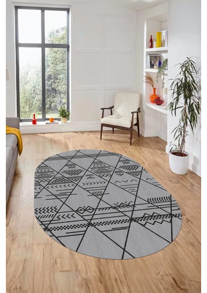 Iskandinav Desen Kaymaz Yıkanabilir Oval Yolluk Koridor Salon Halısı, O-Iskandinav-20-Gri, modelleri