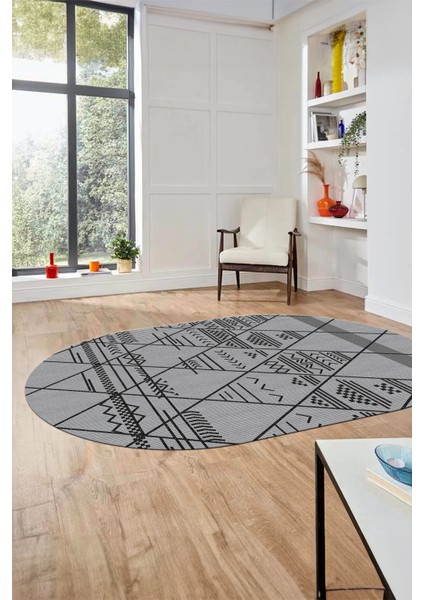 Iskandinav Desen Kaymaz Yıkanabilir Oval Yolluk Koridor Salon Halısı, O-Iskandinav-20-Gri, fırsatları