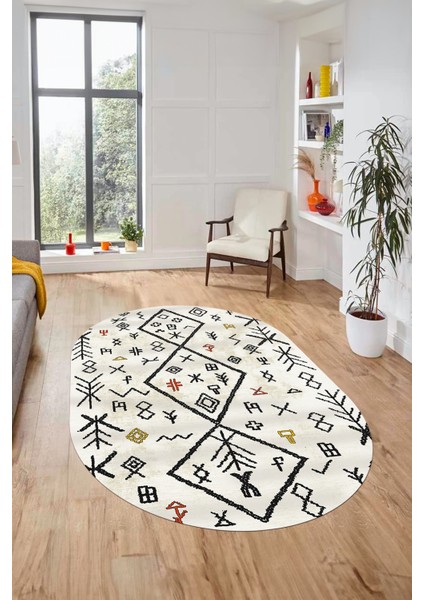 Iskandinav Şık Tasarım Kaymaz Yıkanabilir Oval Yolluk Mutfak Salon Halısı, O-Iskandinav-16-Renkli, fırsatları