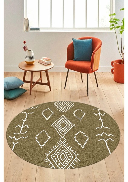 Dijital Kaymaz Yıkanabilir Şık Iskandinav Yuvarlak Mutfak Salon Halısı, Y-Iskandinav-26-Bej, indirimleri