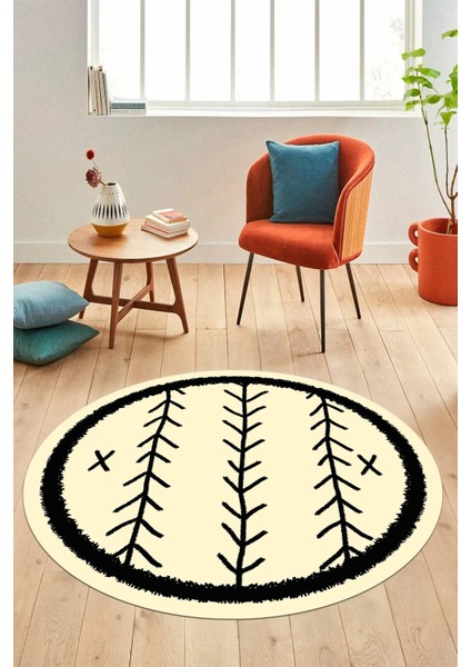 Dijital Kaymaz Yıkanabilir Iskandinav Desen Yuvarlak Mutfak Salon Halısı, Y-Iskandinav-07-Krem, fiyatları