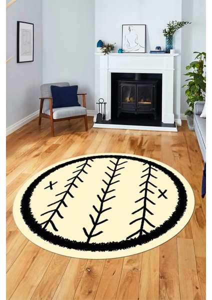 Dijital Kaymaz Yıkanabilir Iskandinav Desen Yuvarlak Mutfak Salon Halısı, Y-Iskandinav-07-Krem, indirimleri