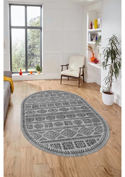 Iskandinav Desen Kaymaz Yıkanabilir Oval Yolluk Mutfak Koridor Salon Halısı, O-Iskandinav-23-Gri, fiyatları
