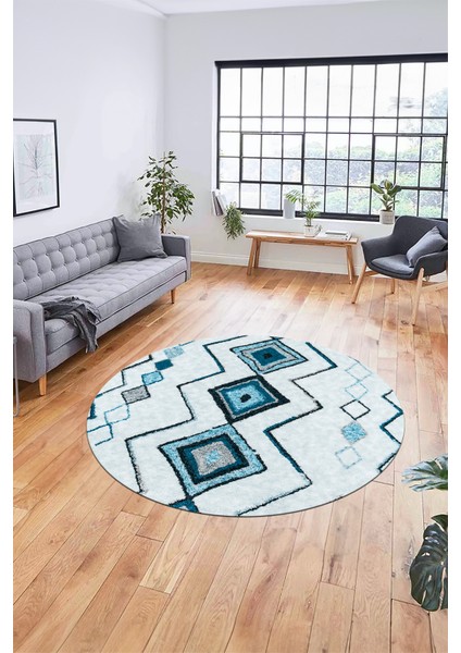 Modern Iskandinav Dijital Kaymaz Yıkanabilir Yuvarlak Mutfak Salon Halısı, Y-Iskandinav-13-Kahve, fiyatları