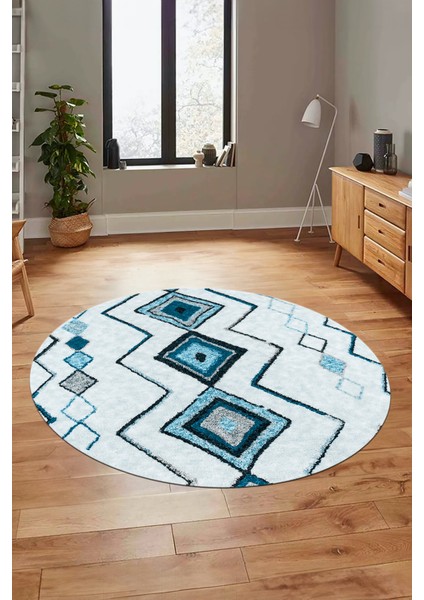 Modern Iskandinav Dijital Kaymaz Yıkanabilir Yuvarlak Mutfak Salon Halısı, Y-Iskandinav-13-Kahve, fırsatları