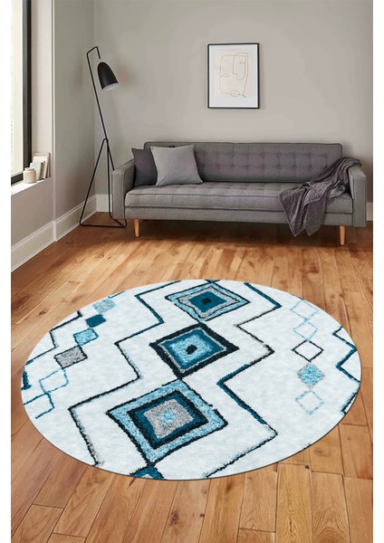 Modern Iskandinav Dijital Kaymaz Yıkanabilir Yuvarlak Mutfak Salon Halısı, Y-Iskandinav-13-Kahve, indirimleri