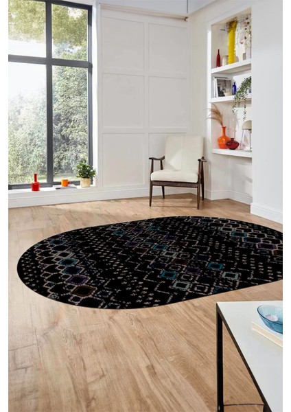 Iskandinav Desen Kaymaz Taban Yıkanabilir Oval Yolluk Mutfak Salon Halısı, O-Iskandinav-22-Antrasit, modelleri