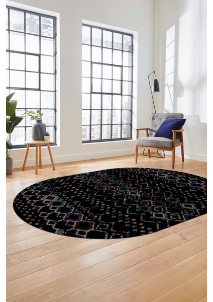 Iskandinav Desen Kaymaz Taban Yıkanabilir Oval Yolluk Mutfak Salon Halısı, O-Iskandinav-22-Antrasit, indirimleri