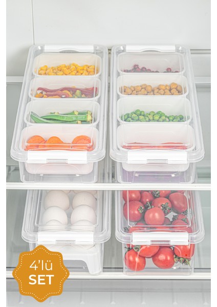 4lü Kilitli Kapaklı Uzun Saklama Kabı Seti 2x(2,5 Litre Kutulu)2x(3,5 Litre Boş ve Yumurtalıklı) fiyatları