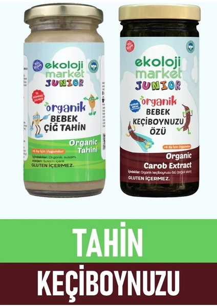 Ekoloji Market Organik Çiğ Tahin 230 gr + Organik Keçiboynuzu Özü 290 gr