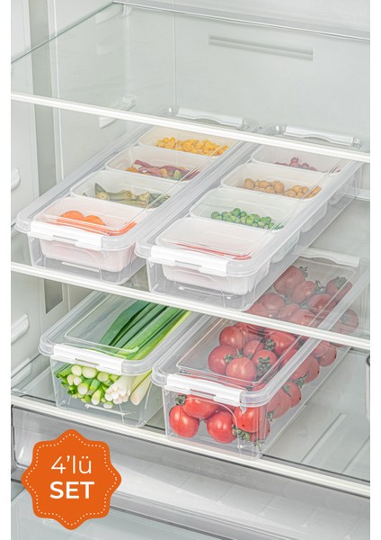 4lü Kilitli Kapaklı Uzun Saklama Kabı Seti 2x(2,5 Litre Kutulu)2x(3,5 Litre Boş) modelleri