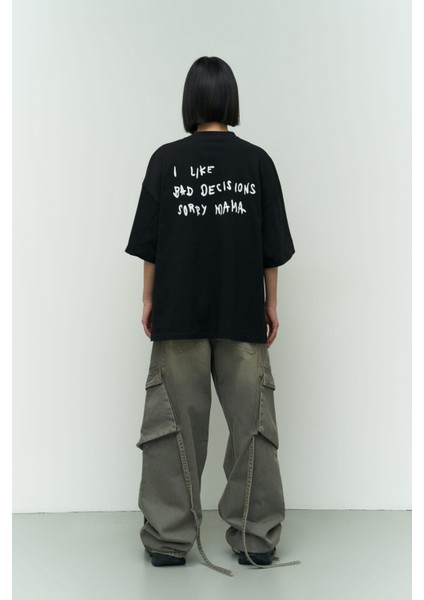 Collection I Like Mama Siyah Oversize T-Shirt