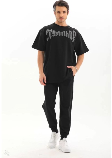 Oversize Taşlı T-Shirt Siyah fırsatları