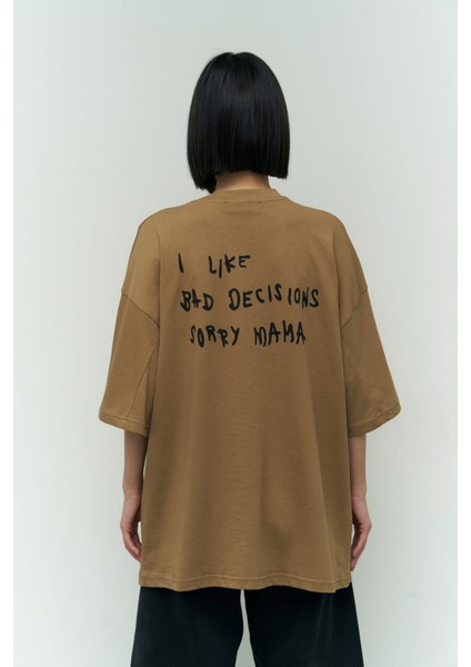 Collection I Like Mama Açık Haki Oversize T-Shirt