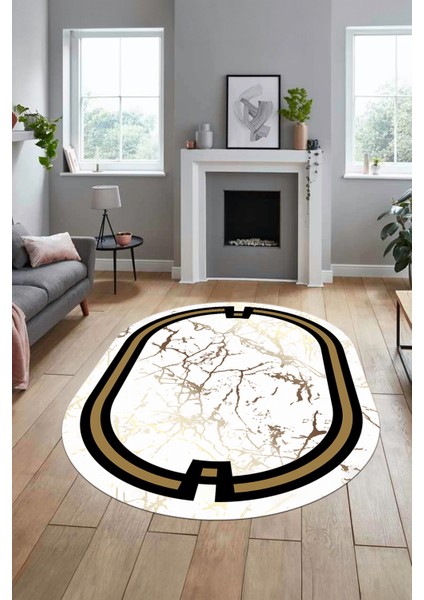 Baskılı Kaymaz Yıkanabilir Zarif Mermer Desenli Oval Mutfak Yolluk Salon Halısı, O-Mermer-07-Beyaz, fiyatları