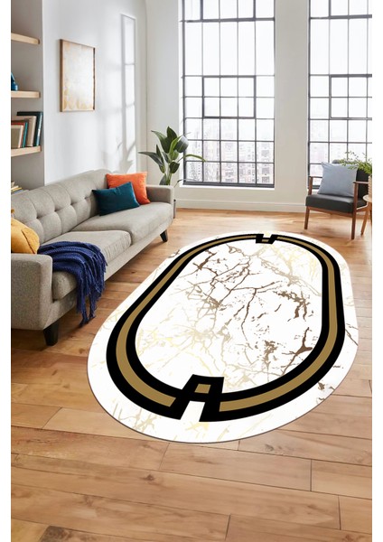 Baskılı Kaymaz Yıkanabilir Zarif Mermer Desenli Oval Mutfak Yolluk Salon Halısı, O-Mermer-07-Beyaz, fırsatları