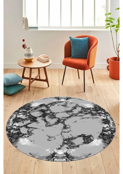 Modern Tasarım Mermer Desen Dijital Kaymaz Yıkanabilir Yuvarlak Salon Halısı, Y-Mermer-30-Gri, fırsatları