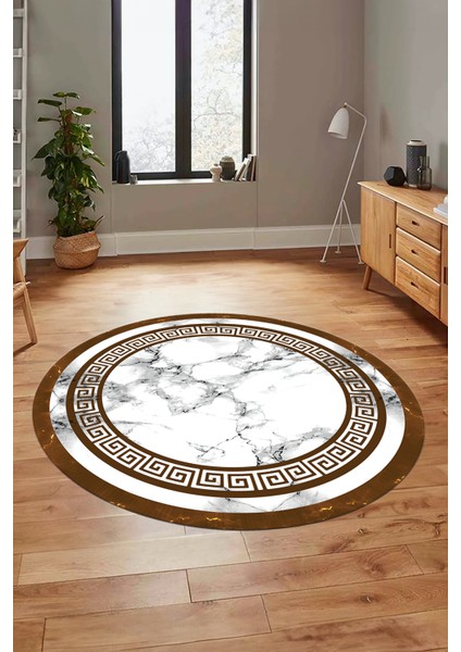 Mermer Desen Kaymaz Yıkanabilir Yuvarlak Mutfak Salon Halısı, Y-Mermer-21-Kahve, fiyatları