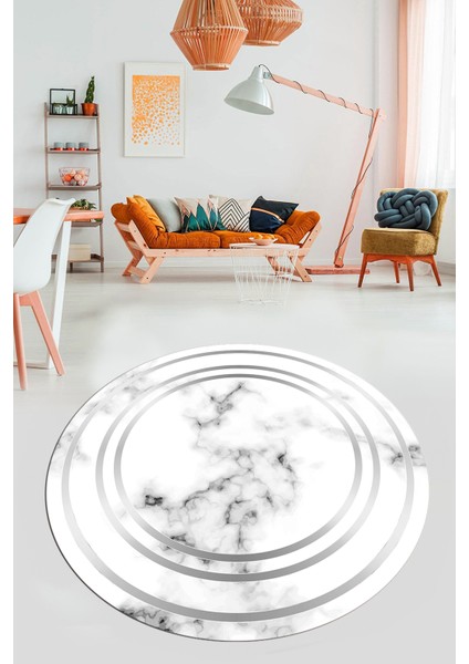 Baskılı Kaymaz Yıkanabilir Modern Mermer Desenli Yuvarlak Mutfak Salon Halısı, Y-Mermer-05-Gri, modelleri