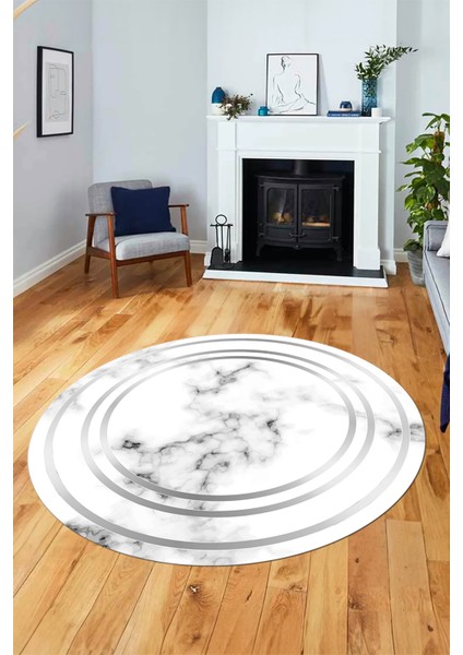 Baskılı Kaymaz Yıkanabilir Modern Mermer Desenli Yuvarlak Mutfak Salon Halısı, Y-Mermer-05-Gri, indirimleri
