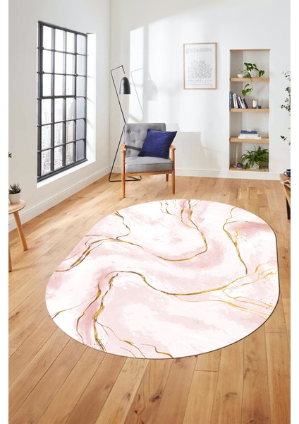 Yeni Tasarım Mermer Desenli Dijital Kaymaz Yıkanabilir Oval Koridor Salon Halısı, O-Mermer-29-Pembe, fiyatları