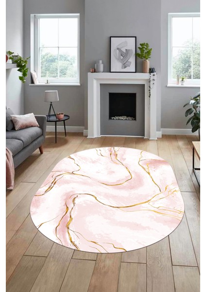 Yeni Tasarım Mermer Desenli Dijital Kaymaz Yıkanabilir Oval Koridor Salon Halısı, O-Mermer-29-Pembe, fırsatları