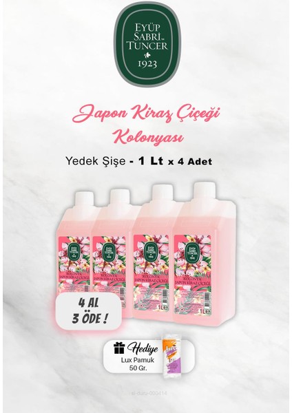 4 Al 3 Öde Eyüp Sabri Tuncer Japon Kiraz Çiçeği Kolonyası 1 Lt, Pamuk Hediyeli