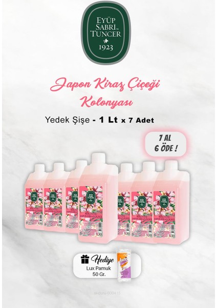 7 Al 6 Öde Eyüp Sabri Tuncer Japon Kiraz Çiçeği Kolonyası 1 Lt, Pamuk Hediyeli