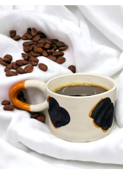 El Yapımı Seramik Mug Siyah Leopar