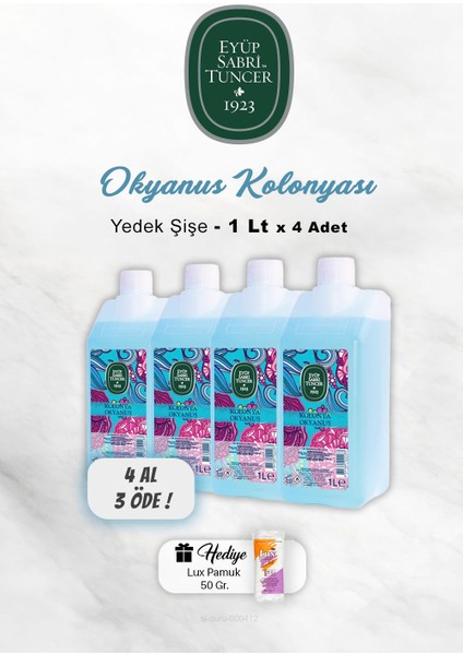 4 Al 3 Öde Eyüp Sabri Tuncer Okyanus Kolonyası 1 Lt, Pamuk Hediyeli
