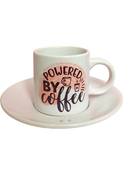 Powered By Coffee Yazılı Baskılı Türk Kahvesi Fincanı