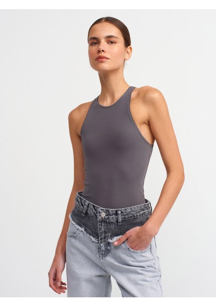 3694 Halter Yaka T-Shirt-Füme