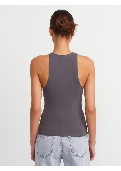 3694 Halter Yaka T-Shirt-Füme