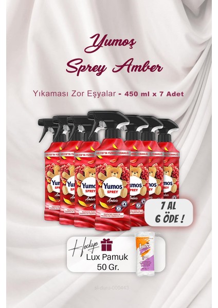 7 Al 6 Öde Yumoş Sprey Amber 450 Ml, Pamuk Hediyeli