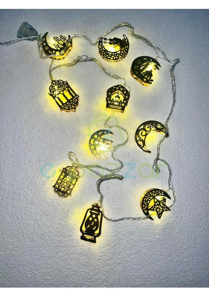 10 Model 2,5 Metre Gold Metal Kandil Ay Yıldız Minare Ramazan Konsept Süsleme 220V Fişli LED Işık