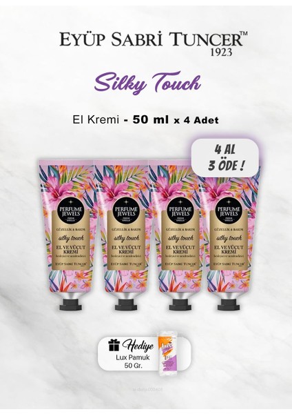 4 Al 3 Öde Eyüp Sabri Tuncer El ve Vücut Kremi Silky Touch 50 Ml, Pamuk Hediyeli