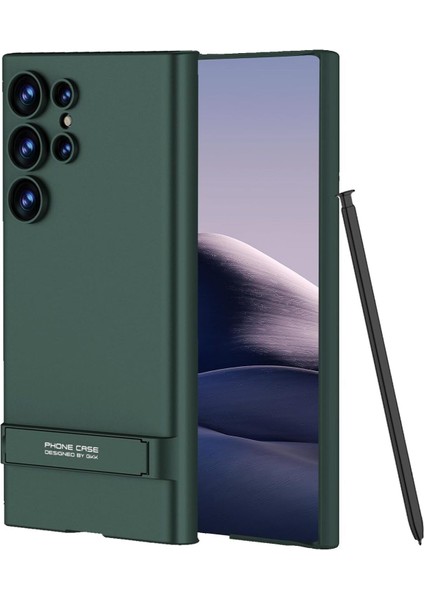 Samsung Galaxy S24 Ultra Uyumlu Kılıf Dikey Standlı Kamera Korumalı Lüx Sert Mika Mat Kapak fiyatları