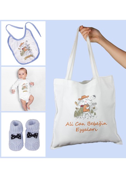 Bebeklere Özel Çantasında Kişiye Özel Zıbın Önük ve Patik Bebek Hediye Seti 109773