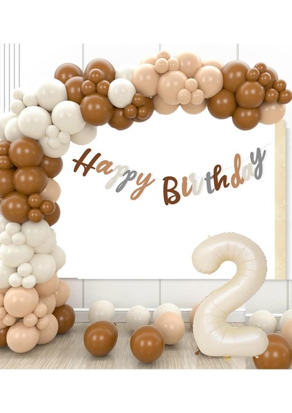 Retro Renkler Büyük Balon Zincir ve 2 Yaş Doğum Günü Seti