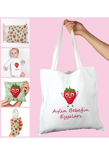 Bebeklere Özel Çantasında Kişiye Özel Battaniye Zıbın Biberon ve Yastık Bebek Hediye Seti 109945