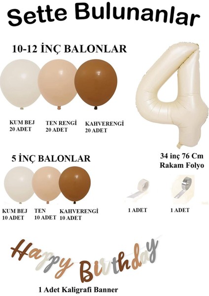 Retro Renkler Büyük Balon Zincir ve 4 Yaş Doğum Günü Seti fiyatları