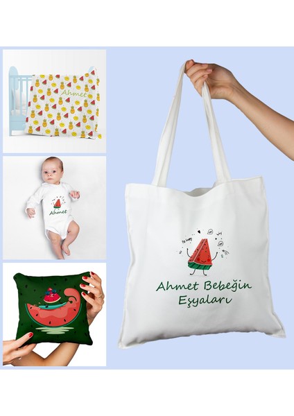 Bebeklere Özel Çantasında Kişiye Özel Battaniye Yastık ve Zıbın Bebek Hediye Seti 109858