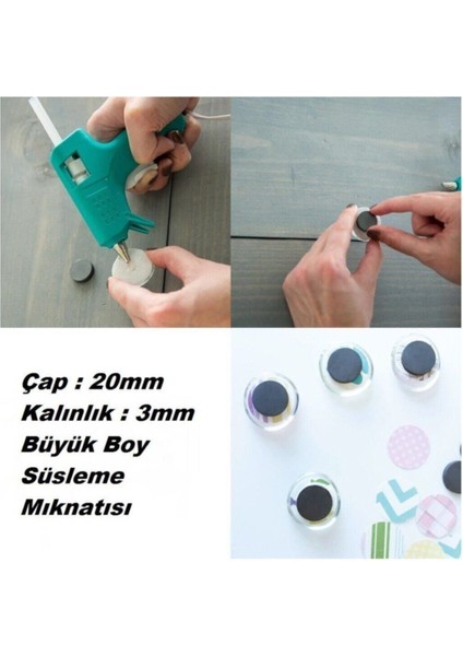 50 Adet 20X3 Büyük Yuvarlak Ferrit Mıknatıs Büyük Süsleme Mıknatısı