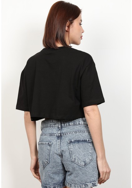 Kadın Let`s Handout Baskılı Crop Top T-Shirt