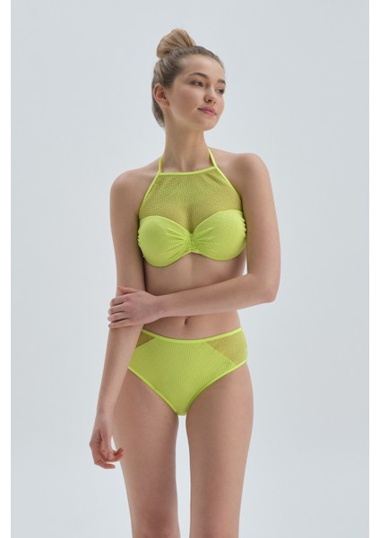 Fıstık Yeşili Halter Yaka Bikini Üst
