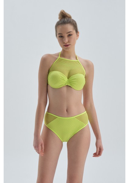 Fıstık Yeşili Halter Yaka Bikini Üst