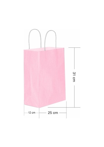 Roll-Up Kraft Çanta Pembe Orta Boy 25x31cm 25lI