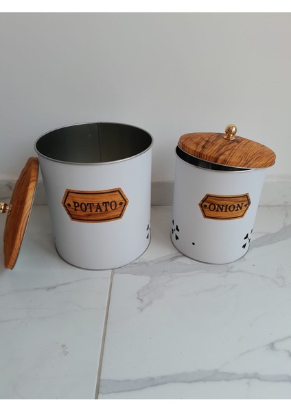 Desenli Metal 2 Li Patates Soğan Sepeti