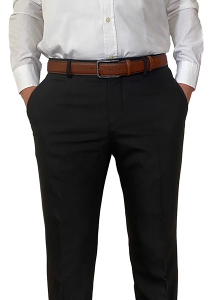 , 2'li Set Siyah, Kızıl Taba Dikişli Nokta Baskılı Kumaş Pant. Kemeri 3.5 Cm_noktalı